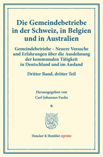 Cover: Gemeindebetriebe in der Schweiz, in Belgien und in Australien