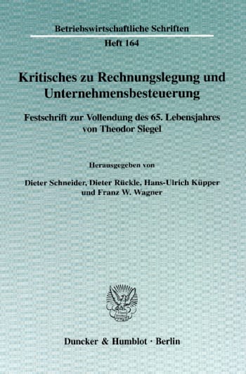 Cover: Kritisches zu Rechnungslegung und Unternehmensbesteuerung