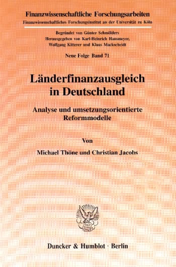 Cover: Länderfinanzausgleich in Deutschland