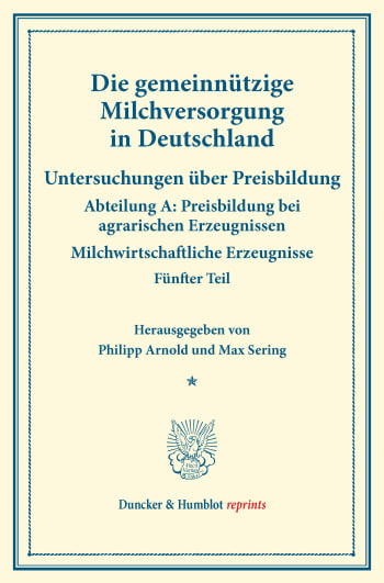 Cover: Die gemeinnützige Milchversorgung in Deutschland