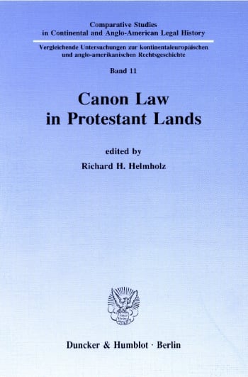 Cover: Canon Law in Protestant Lands