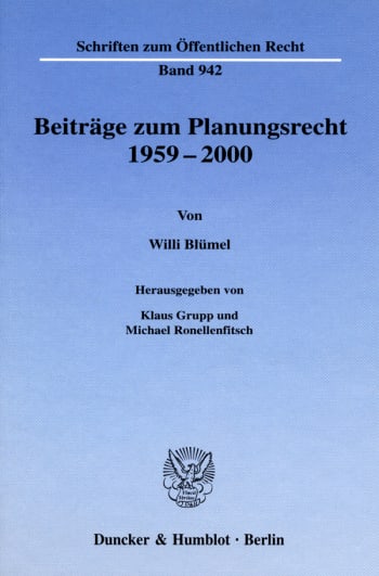 Cover: Beiträge zum Planungsrecht 1959–2000