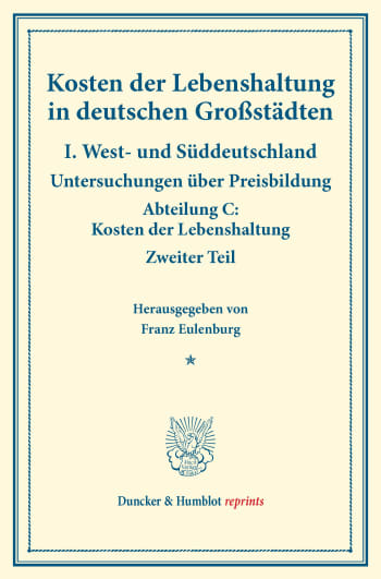 Cover: Kosten der Lebenshaltung in deutschen Großstädten