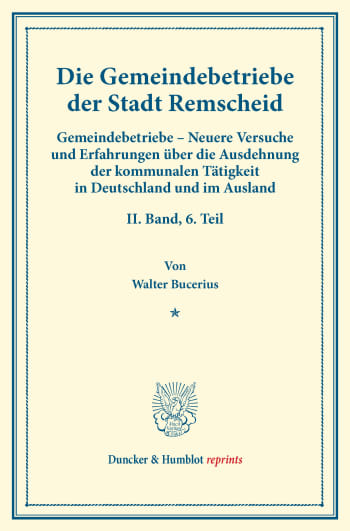 Cover: Die Gemeindebetriebe der Stadt Remscheid