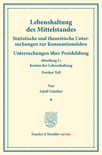 Cover: Lebenshaltung des Mittelstandes