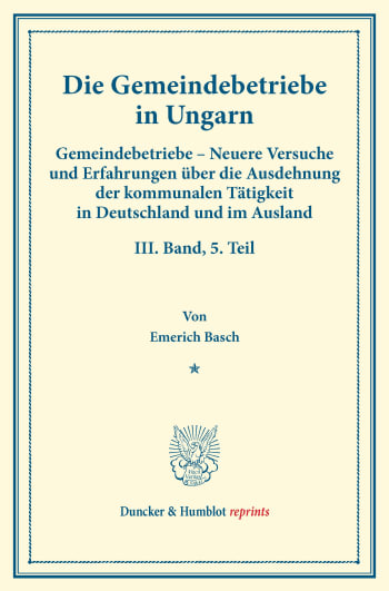 Cover: Die Gemeindebetriebe in Ungarn