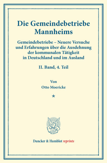 Cover: Die Gemeindebetriebe Mannheims