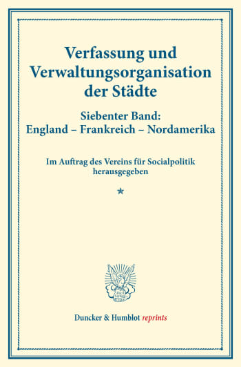 Cover: Verfassung und Verwaltungsorganisation der Städte