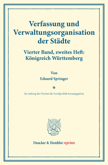 Cover: Verfassung und Verwaltungsorganisation der Städte