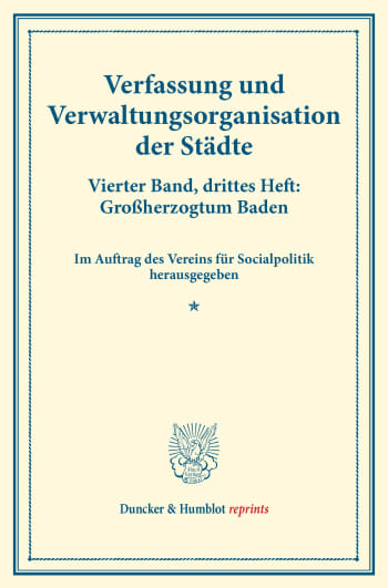 Cover: Verfassung und Verwaltungsorganisation der Städte