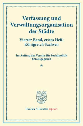 Cover: Verfassung und Verwaltungsorganisation der Städte