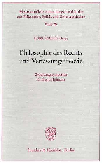 Cover: Philosophie des Rechts und Verfassungstheorie