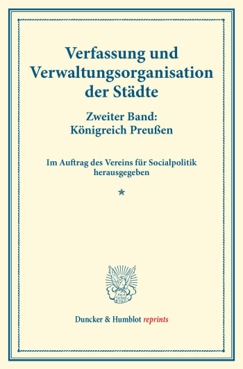 Cover: Verfassung und Verwaltungsorganisation der Städte