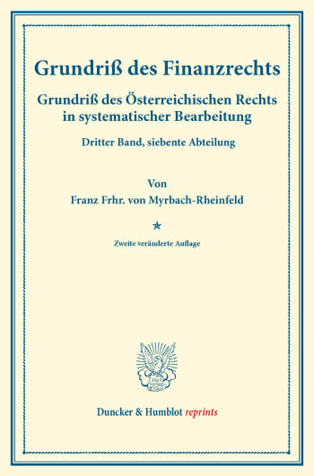 Cover: Grundriß des Finanzrechts