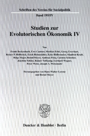 Cover: Studien zur Evolutorischen Ökonomik IV