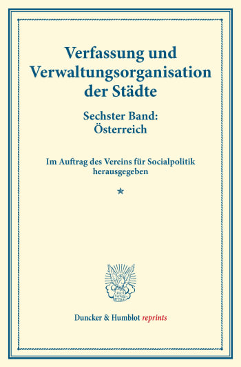 Cover: Verfassung und Verwaltungsorganisation der Städte