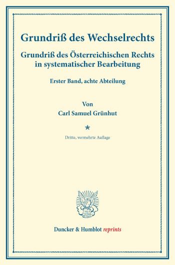 Cover: Grundriß des Wechselrechts