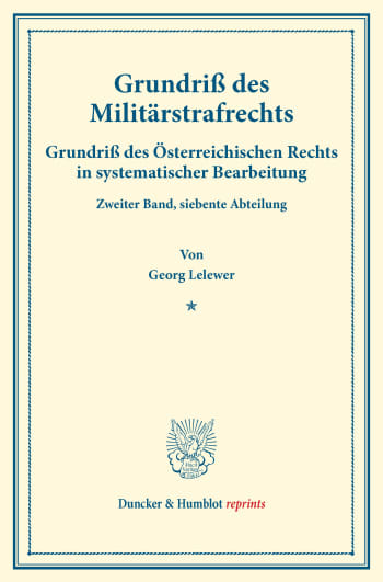 Cover: Grundriß des Militärstrafrechts