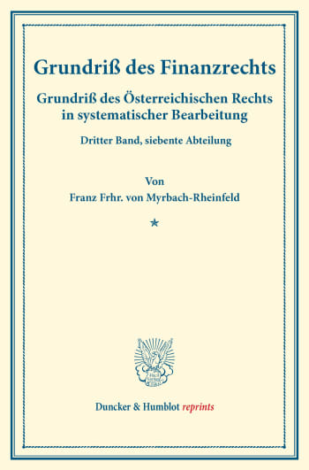 Cover: Grundriß des Finanzrechts