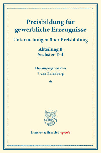 Cover: Preisbildung für gewerbliche Erzeugnisse