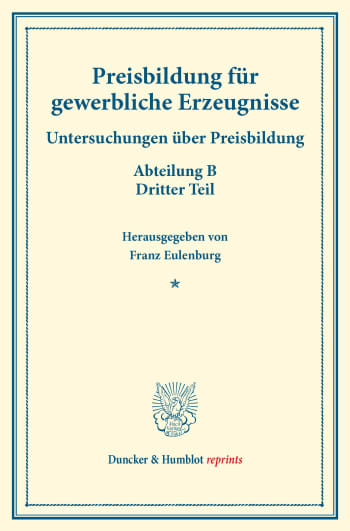 Cover: Preisbildung für gewerbliche Erzeugnisse