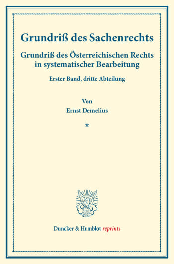 Cover: Grundriß des Sachenrechts