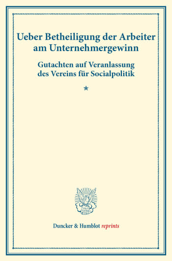 Cover: Ueber Betheiligung der Arbeiter am Unternehmergewinn