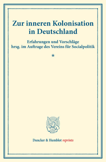 Cover: Zur inneren Kolonisation in Deutschland