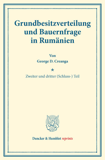 Cover: Grundbesitzverteilung und Bauernfrage in Rumänien