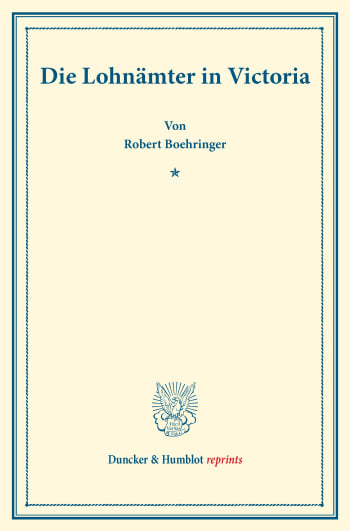 Cover: Die Lohnämter in Victoria