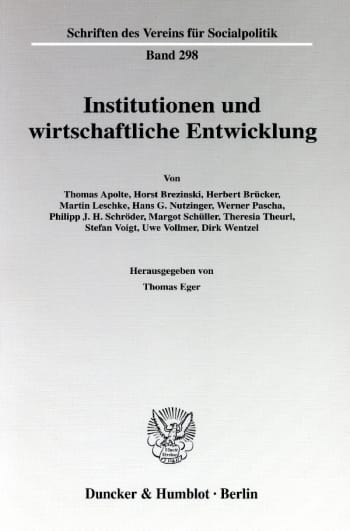 Cover: Institutionen und wirtschaftliche Entwicklung