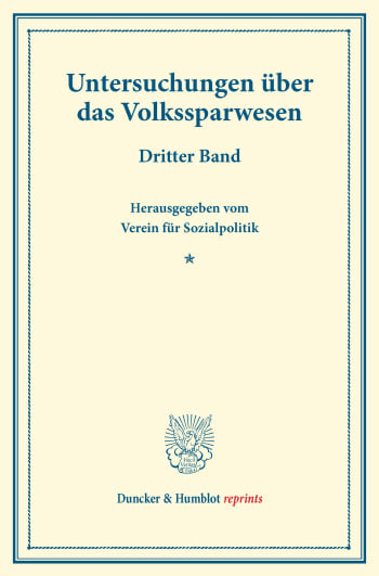 Cover: Untersuchungen über das Volkssparwesen