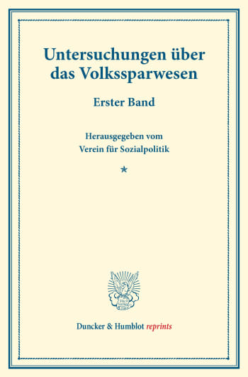 Cover: Untersuchungen über das Volkssparwesen