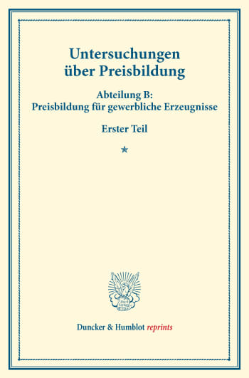 Cover: Untersuchungen über Preisbildung