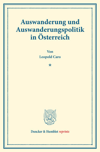 Cover: Auswanderung und Auswanderungspolitik in Österreich