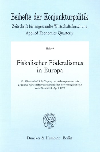 Cover: Fiskalischer Föderalismus in Europa