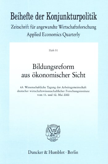 Cover: Bildungsreform aus ökonomischer Sicht