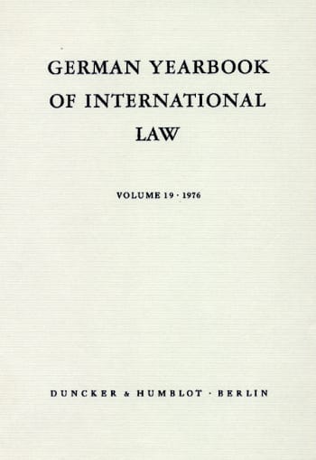 Cover: German Yearbook of International Law / Jahrbuch für Internationales Recht