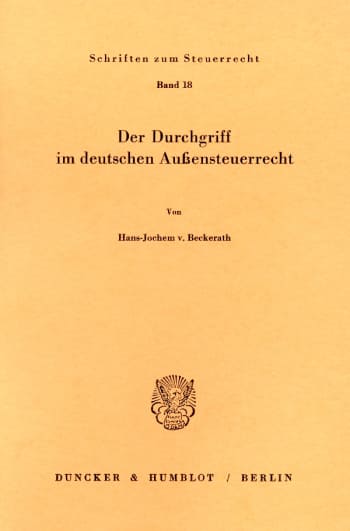Cover: Der Durchgriff im deutschen Außensteuerrecht