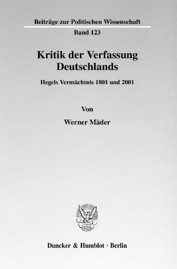 Cover: Kritik der Verfassung Deutschlands