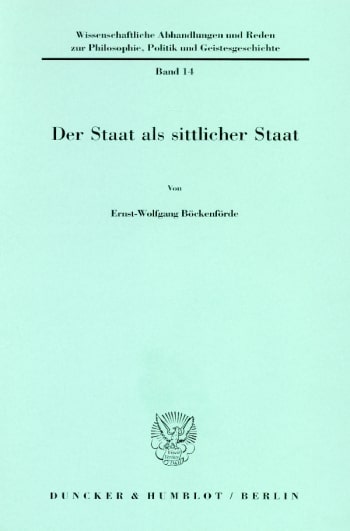 Cover: Der Staat als sittlicher Staat