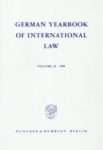 Cover: German Yearbook of International Law / Jahrbuch für Internationales Recht