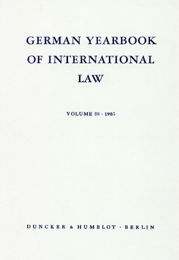 Cover: German Yearbook of International Law / Jahrbuch für Internationales Recht