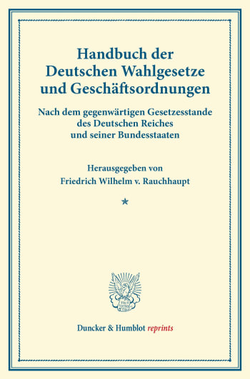 Cover: Handbuch der Deutschen Wahlgesetze und Geschäftsordnungen