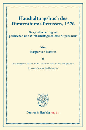 Cover: Haushaltungsbuch des Fürstenthums Preussen, 1578