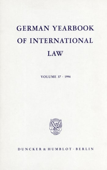 Cover: German Yearbook of International Law / Jahrbuch für Internationales Recht