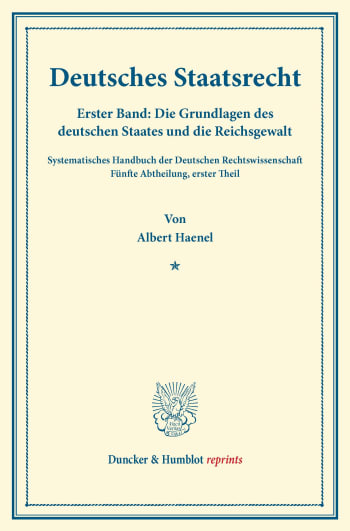 Cover: Deutsches Staatsrecht