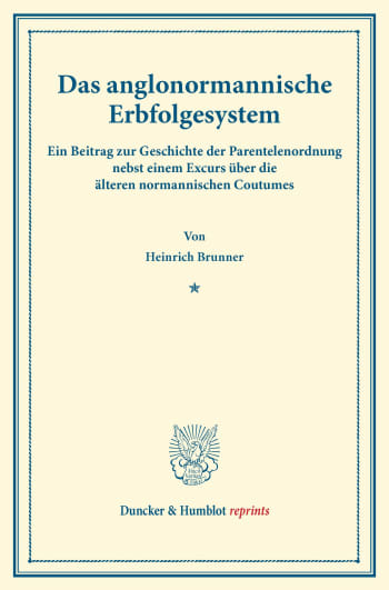 Cover: Das anglonormannische Erbfolgesystem