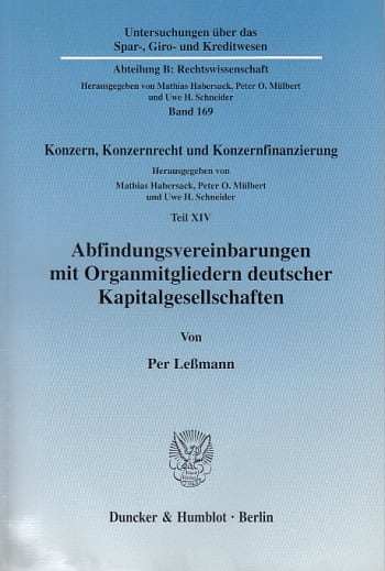 Cover: Abfindungsvereinbarungen mit Organmitgliedern deutscher Kapitalgesellschaften