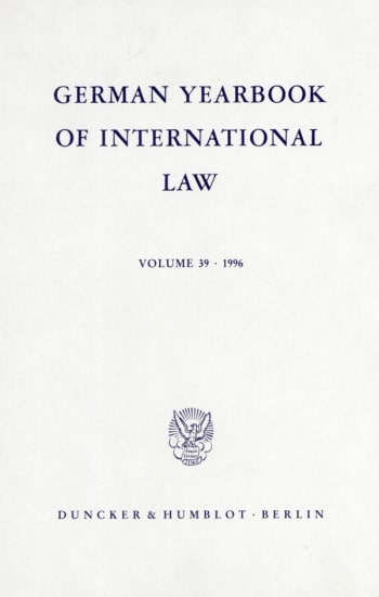 Cover: German Yearbook of International Law / Jahrbuch für Internationales Recht